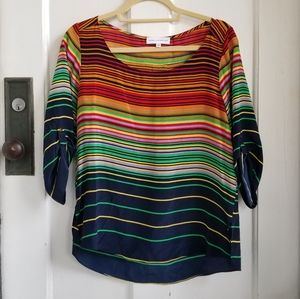 Amanda Uprichard 100% Silk Multicolored Striped Top, Sz S